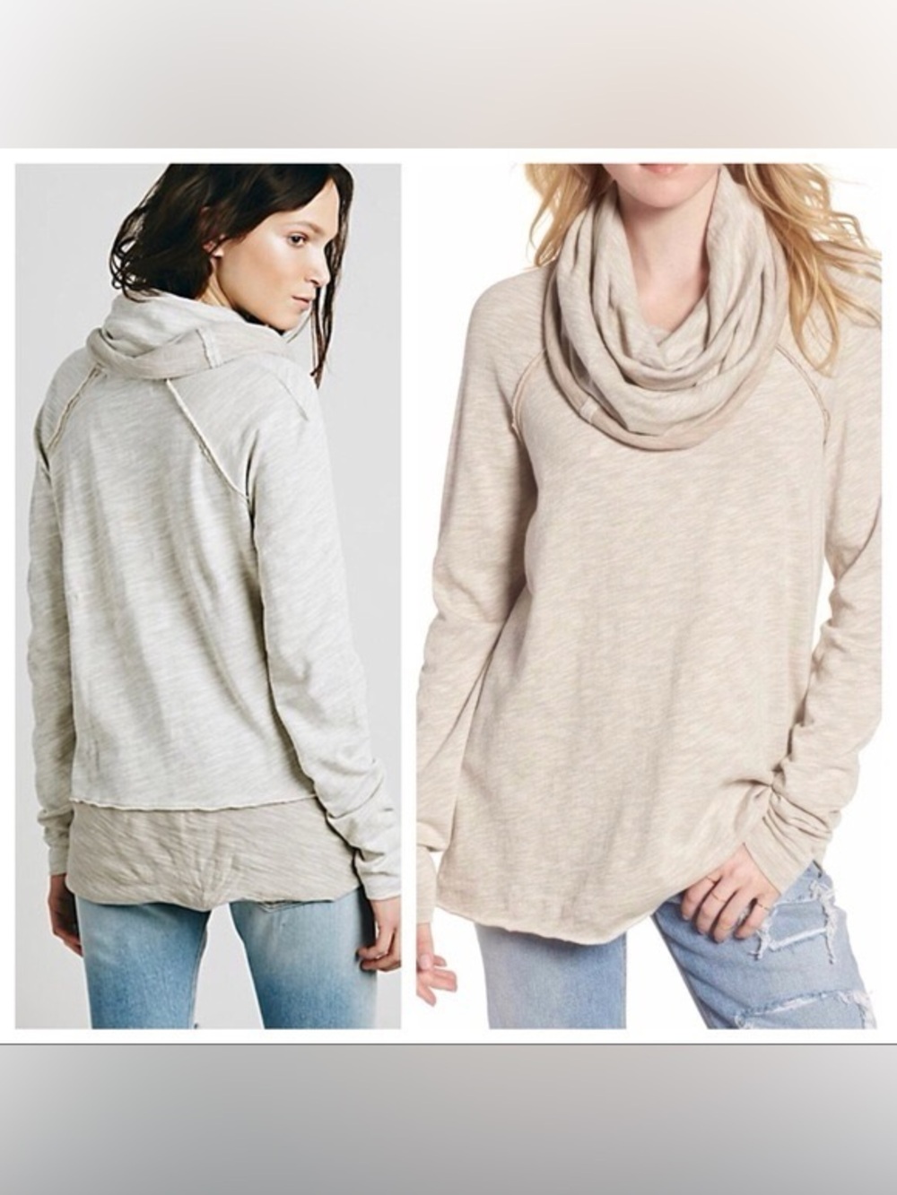 FP Beach 100% cotton OS Light Beige beach cocoon Cowl Neck Women's Sweater